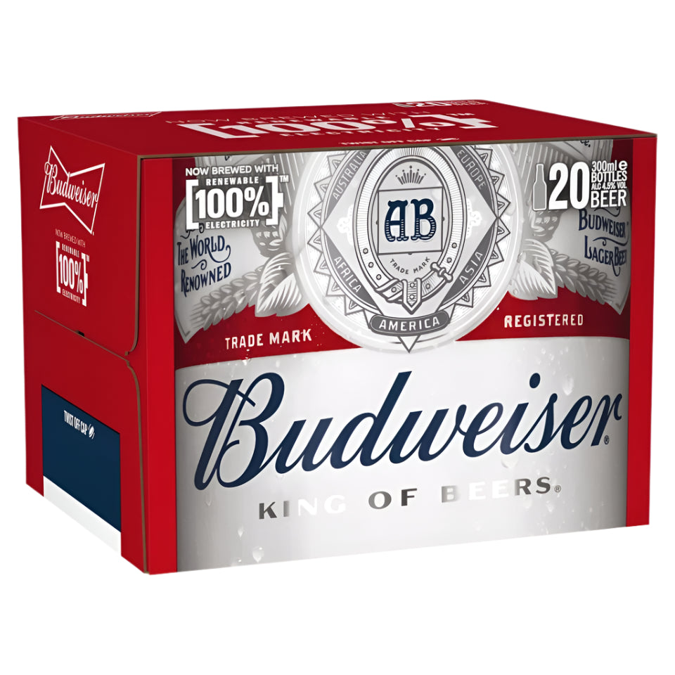 Budweiser Lager Beer Bottles 20x300ml