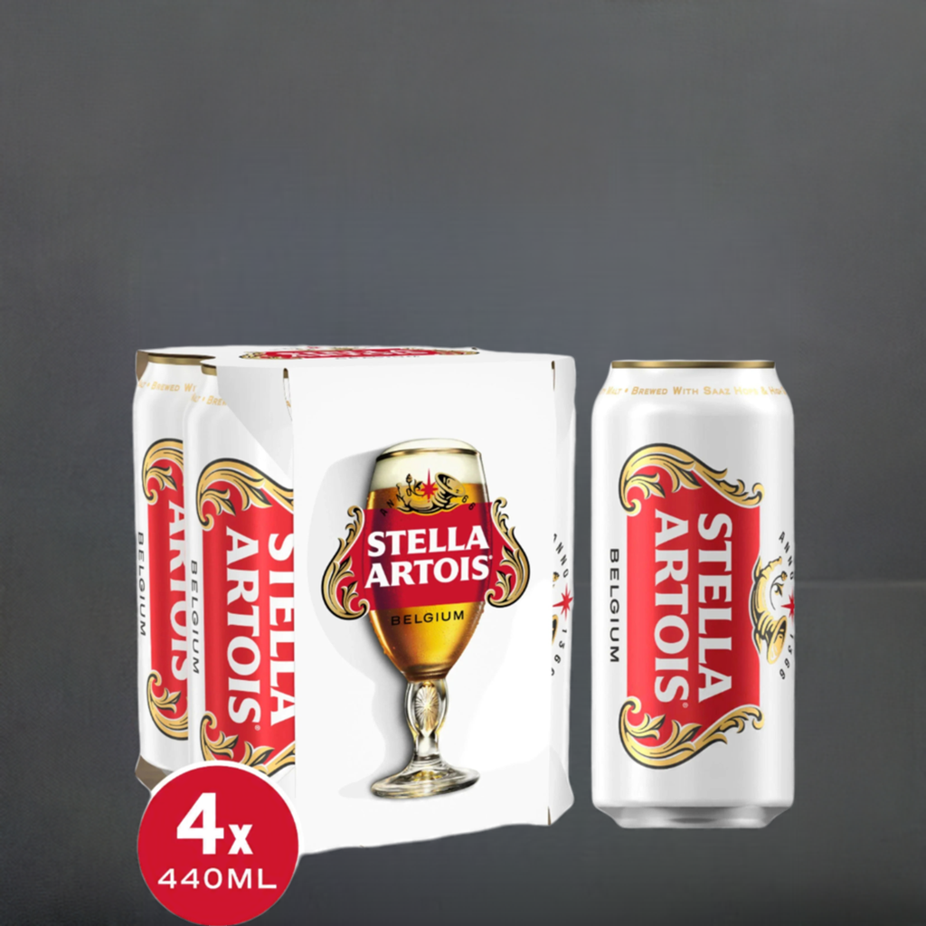 Stella Artois Premium Lager Beer Cans 4x440ml